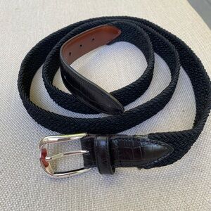 AFC Black Stretchy Woven Leather and fabric Braided Belt 54/56 Luxury Classic